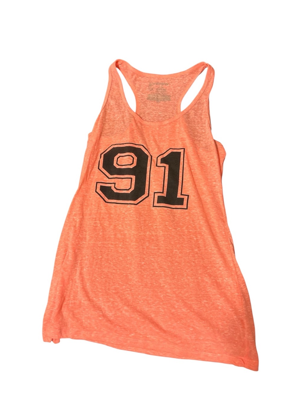 No Boundaries Orange Racerback Tank with '91' Graphic